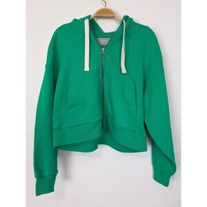 Everlane Womens The Track Organic Cotton Hoodie Zip Small Bright Jade Casual